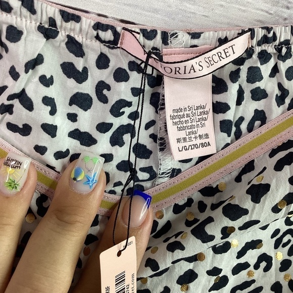 VICTORIA SECRET SIZE L PINK GOLD LACE LEOPARD SHORTS SEXY SLEEP UNDERWEAR - Picture 9 of 11